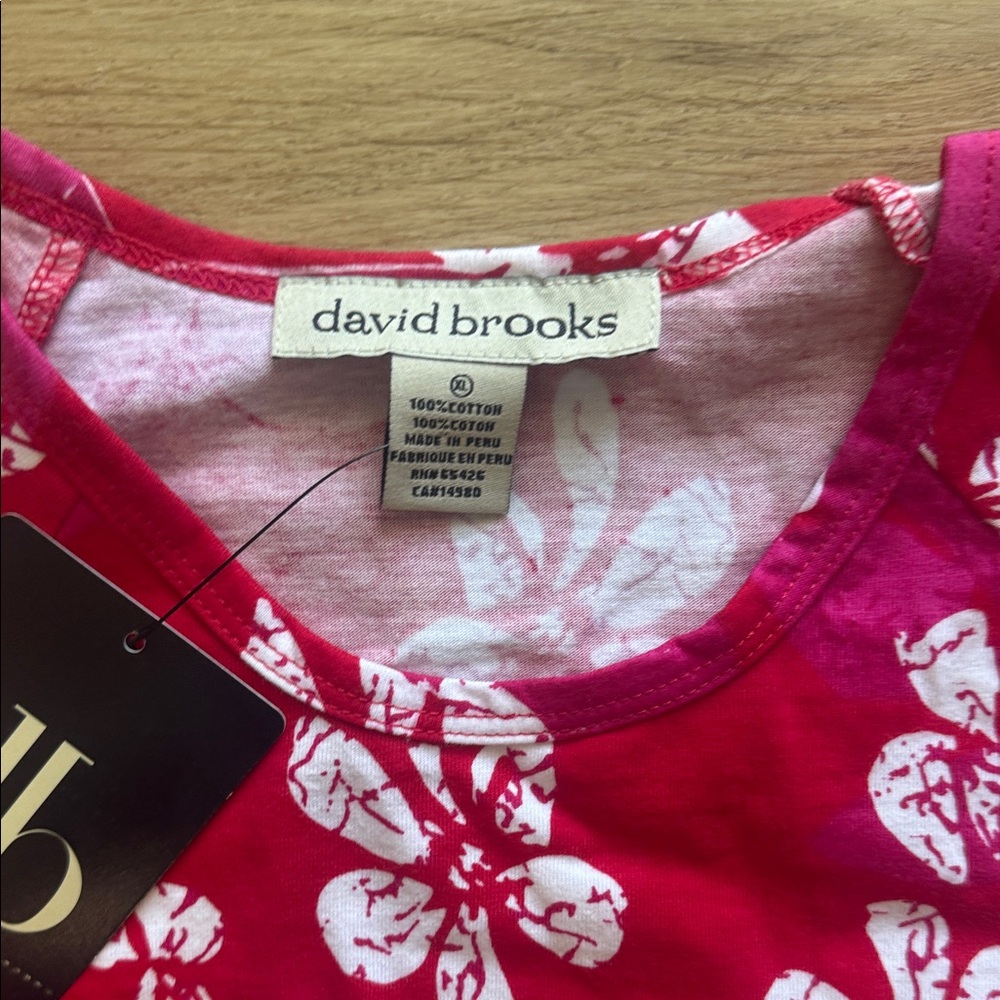David Brooks Red Floral Long Sleeve Tee - Picture 2 of 5
